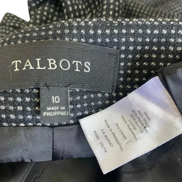 Talbots Wool Blend Curvy Straight Leg Trouser Pants Size 10 Black Gray Pin Dots - Picture 14 of 14
